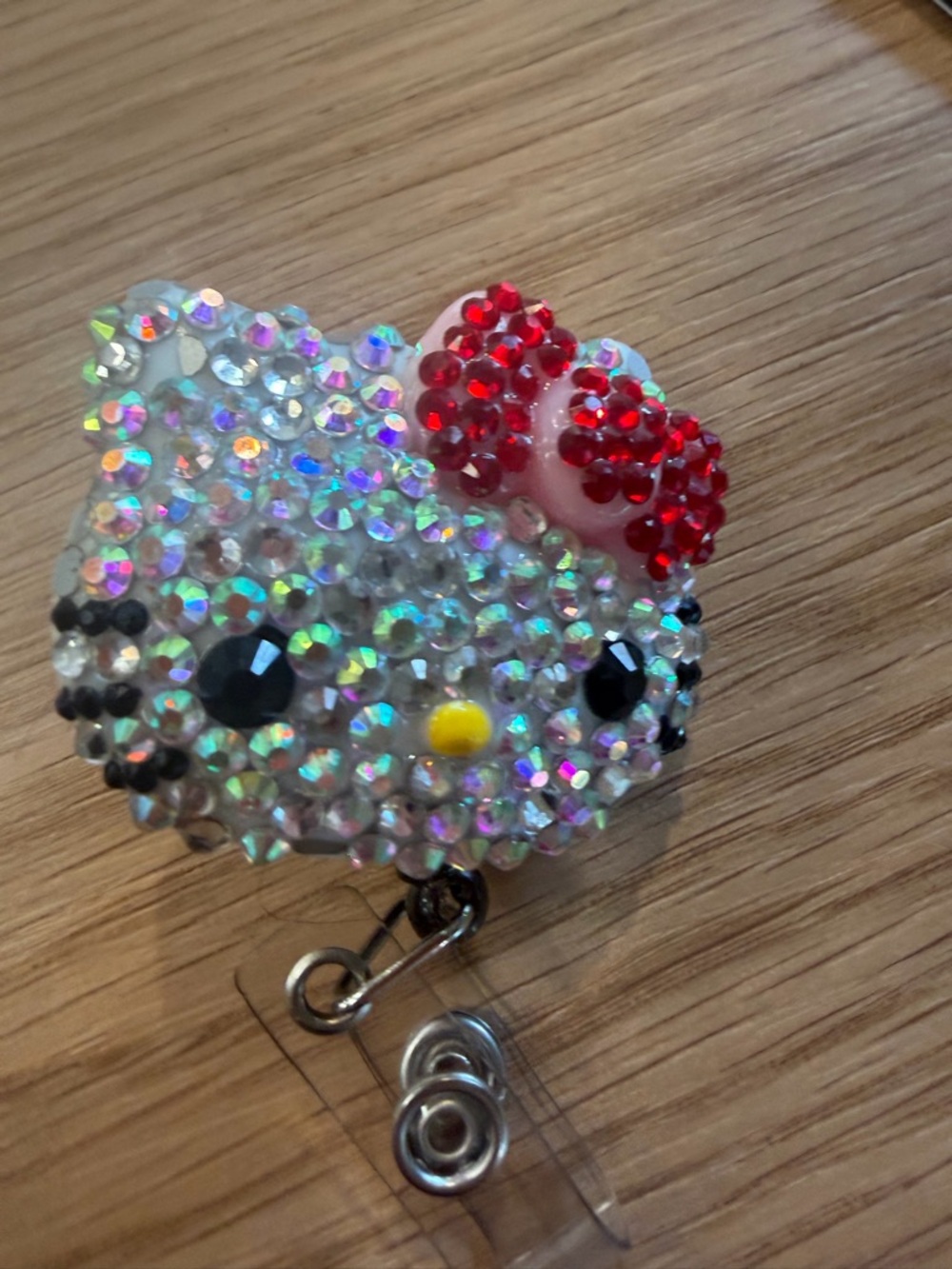 Hello Kitty Inspired Kids Crystal Badge Reel in Red and Clear